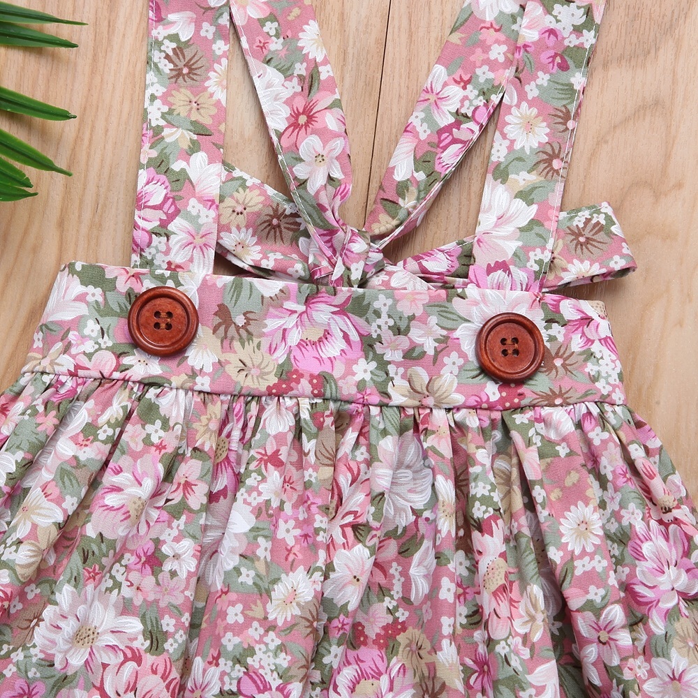 π High-Waisted Floral suspender Pleated Skirt - Picture 3 of 5